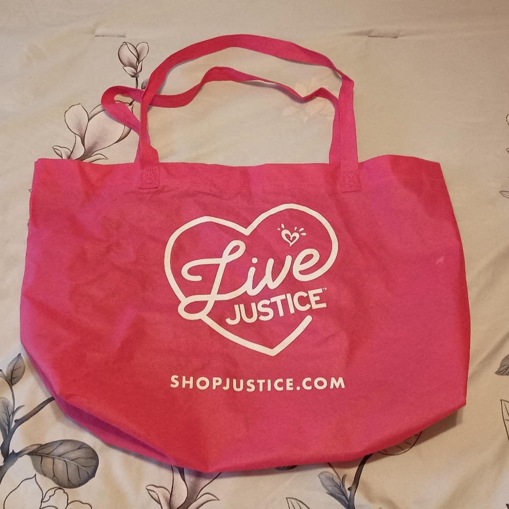 3/$10 🌟 Live Justice Vibrant Pink & White Tote with Heart Design